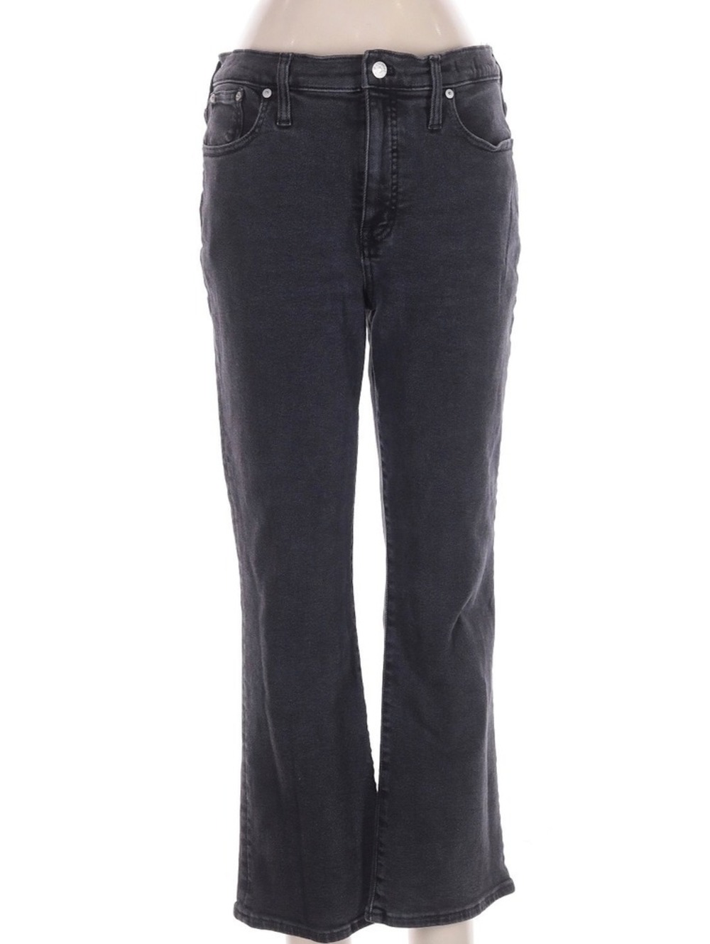 Madewell Black Wash Denim Mid-Rise Kick Out Jeans Size 30